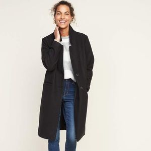 Old Navy Lined Long Black Two-Button Coat